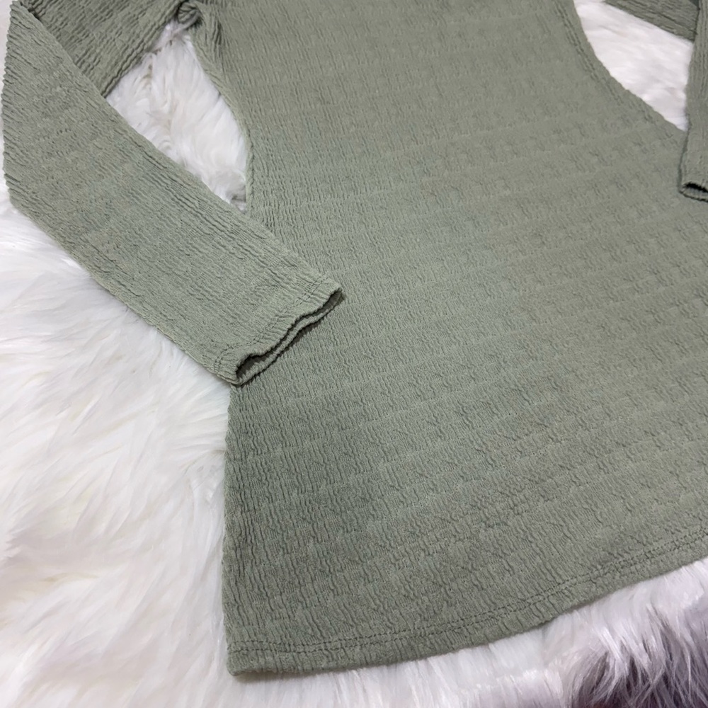 Art Class Sage Green Ribbed Long Sleeve Square Neck Dress| Girls Size S (6/7) - Picture 7 of 14